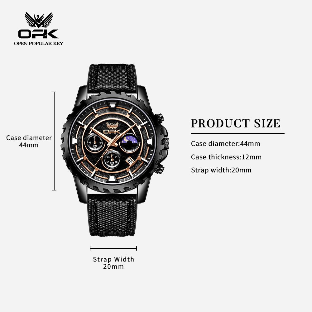 OPK 6085 Brand Fashion Men's Watches Luxury Silicone Strap Waterproof Original Business Quartz Watch Man