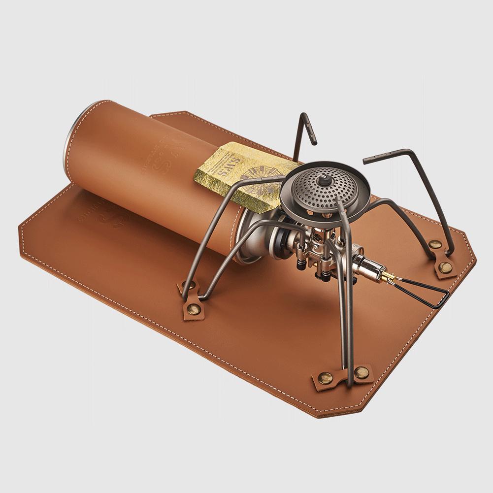 Handmade Pedestal Pad PU Gas Tank Protective Leather Sleeve Cooking Stove Mat for Soto ST-310 Stove Accessories
