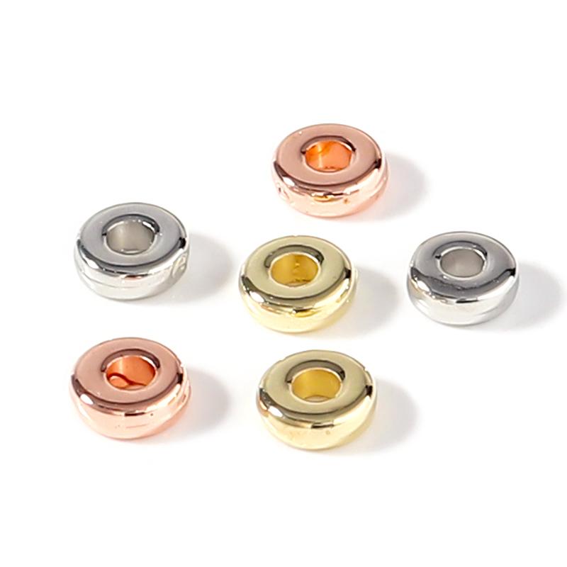 100pcs/Lot CCB Beads KC Gold Sliver Plated Round Flat Wheel Beads Loose Spacers Beads For Jewelry Making DIY Bracelet Necklace