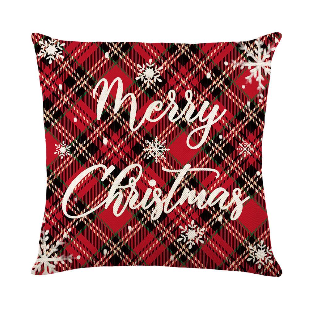 Christmas Pillow Case Christmas Plaid Decoration Sofa Living Room Pillow Case Linen Pillow Case