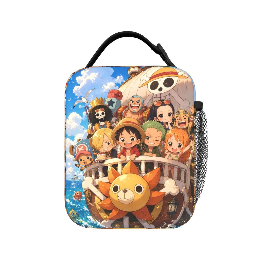 Colorful Chibi Straw Hat One Piece Lunch Bag  Lunch Box For Men  Fashion Designer Thermal Lunch Bags Portable Zipper Cooler Bag