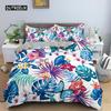 Tropical Plant Bed Linen Collection Green Leaves Quilt Cover with Zipper Closure Comforter Cover Queen Size King Dimension Full Polyester Fabric Quilt