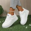 Women's Fashion White Platform Sneakers Thick Sole Lace Up Running Sports Shoes for Women Plus Size Comfort Casual Walking Shoes