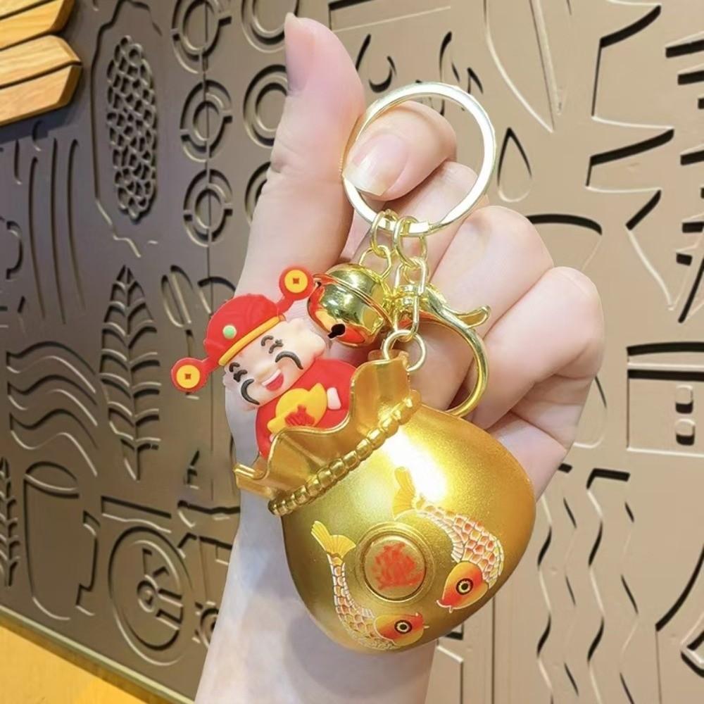 Blessing Bag Wealth God Voice Keychain Chinese New Year God of Longevity Pendant  Car Key Pendant