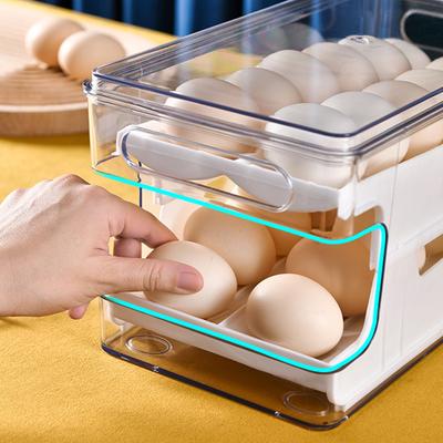 2 Tier Automatic Rolling Egg Holder Space Saving Rolling Egg Dispenser Egg Fresh Storage Box for Kitchen Refrigerator