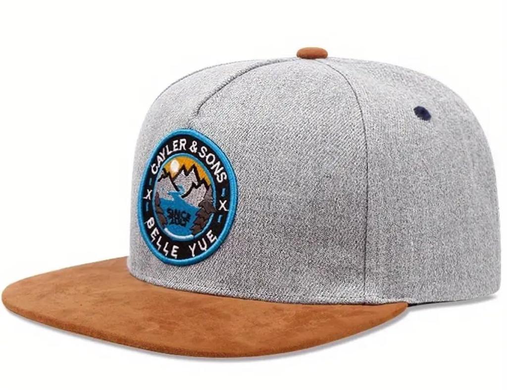 Sproutsy Men's Snapback Cap, Straight Fit, Stylish Flat Cap, BELLE VUE (Gray)