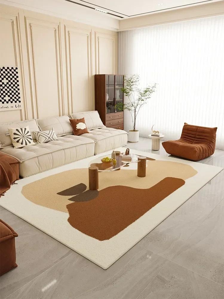 

French Country Easy-Clean Area Rug for Living Room Bedroom Red Brown Chic Striped Color Block Design Soft Non-Slip Floor Mat 40x60cm