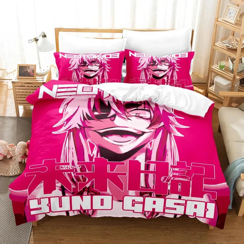 Mode Anime Future Diary Yuno Gasai Bettwäscheset Jungen Mädchen Twin Queen Size Bettbezug Kissenbezug Bett Kinder Erwachsene Heimtextilien