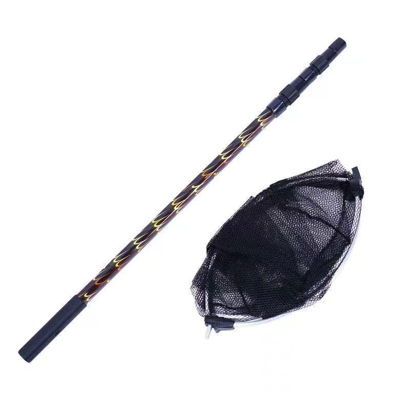 Aluminum Alloy Retractable Foldable Fishing Net Pole, Three-Section Lightweight Competition Pole