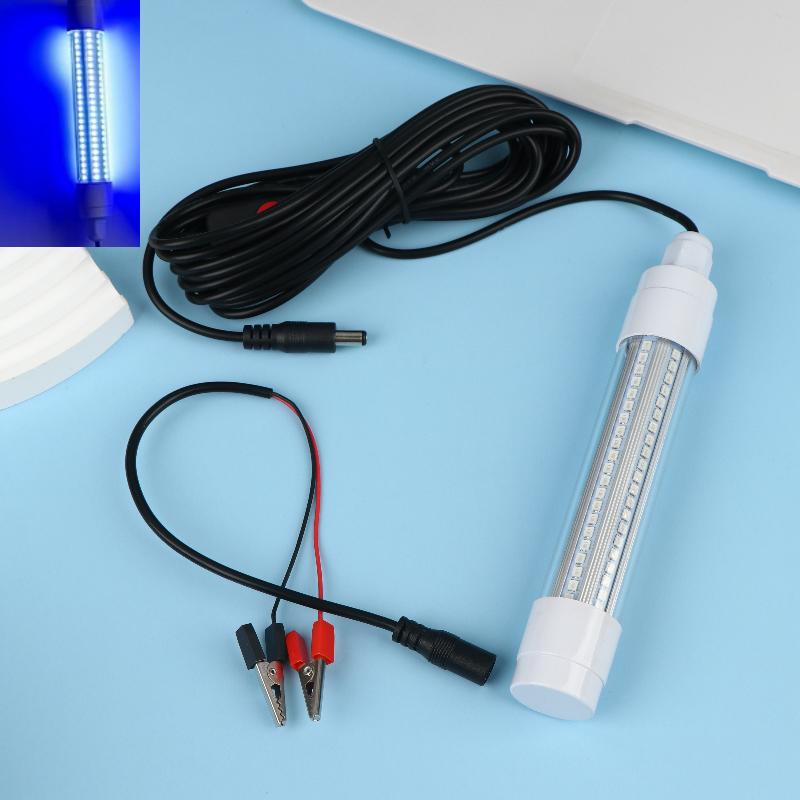 

12V Underwater Fish Lure Lamp Light Usb Led Fish Finder Light With 5M Line Raft For Night Fishing Parts синій