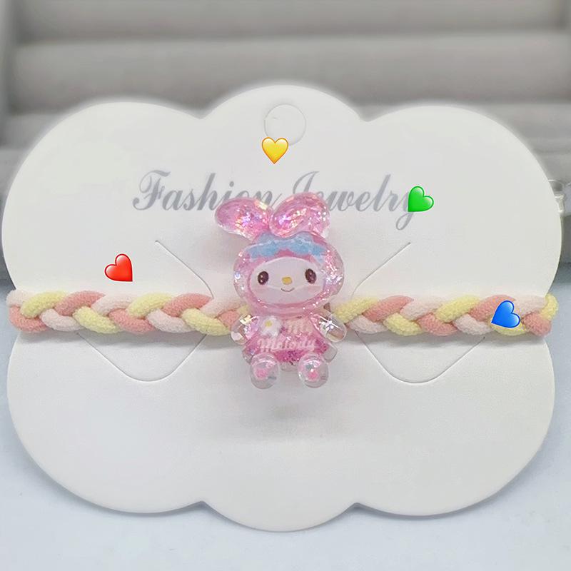 Nové svítící gumičky do vlasů Sanrio Kuromi pro dívky - Elastické kreslené doplňky