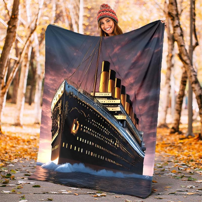 Titanic Flannel Blanket Soft Warm All-Season Throw, Design for Camping, Car Travel, Hiking Sofa, Bed, Office Perfect Gift for Parties