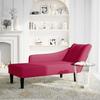 Chaise Longue with Right Armrest Burgundy Velvet