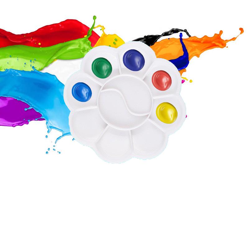"Children's White Plastic Painting Palette: Plum-Shaped Acrylic & Watercolor Tray"