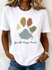 Women's Floral Graphic Print T Shirt, Crew Neck Fashion Short Sleeve Daily Weekend Tops In Multi Tone for Spring & Summer