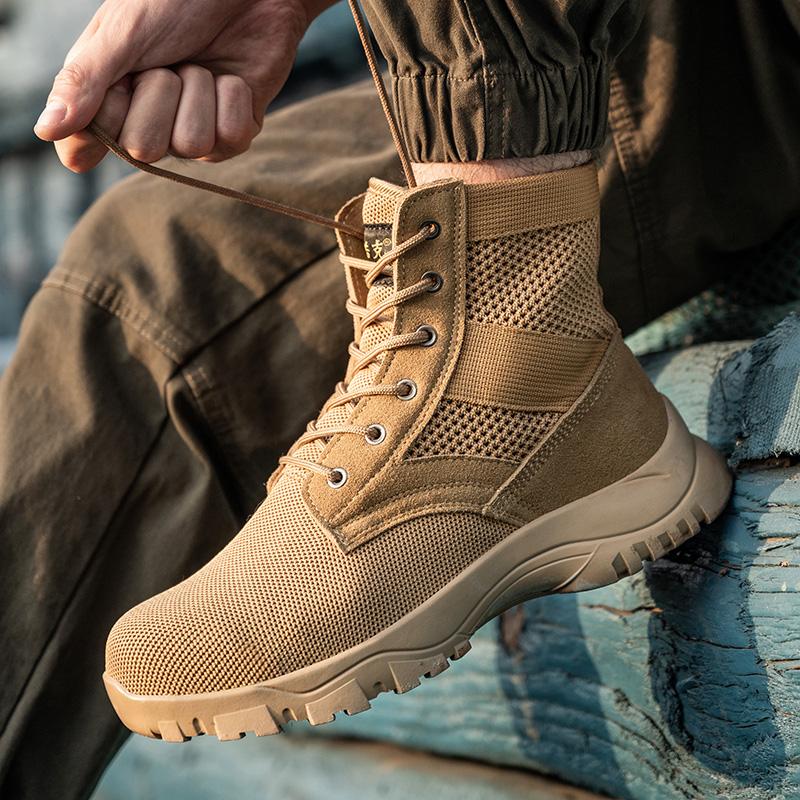 Fashion High Top Men Safety Shoes Mesh Breathable Steel Toe Work Shoes Man Constrcution Safety Boots Anti-smash Anti-odor Male Work Boot