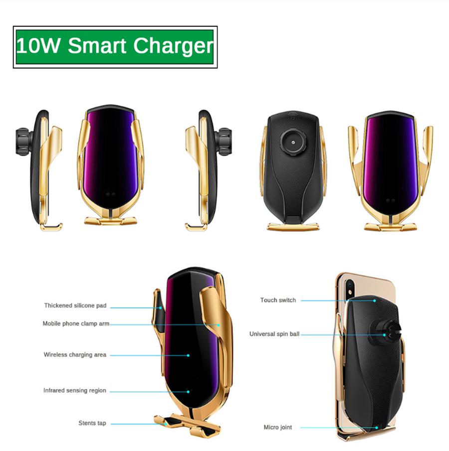 10W Wireless Charger Automatic Clamping Phone Holder GPS APP Positioning Finder