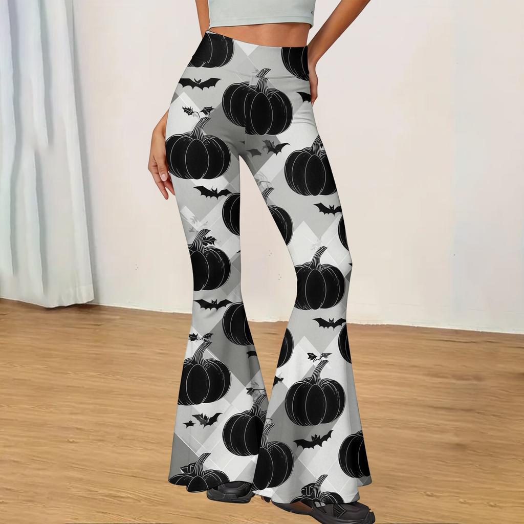 Women's Casual Halloween Print Flared Yoga Pants High Waist Stretchy Fit Comfortable Soft Fabric Design