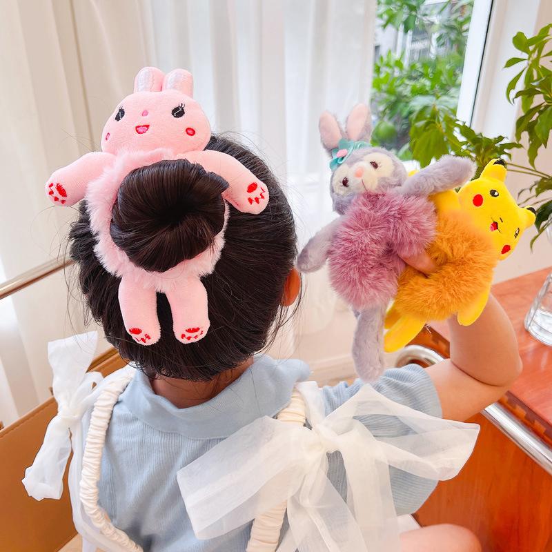 Cartoon Cute Animal Rubber Band For Women Girls Creative Plush Ponytail Hair Tie Elastic Hair Ring Children Hair Accessories