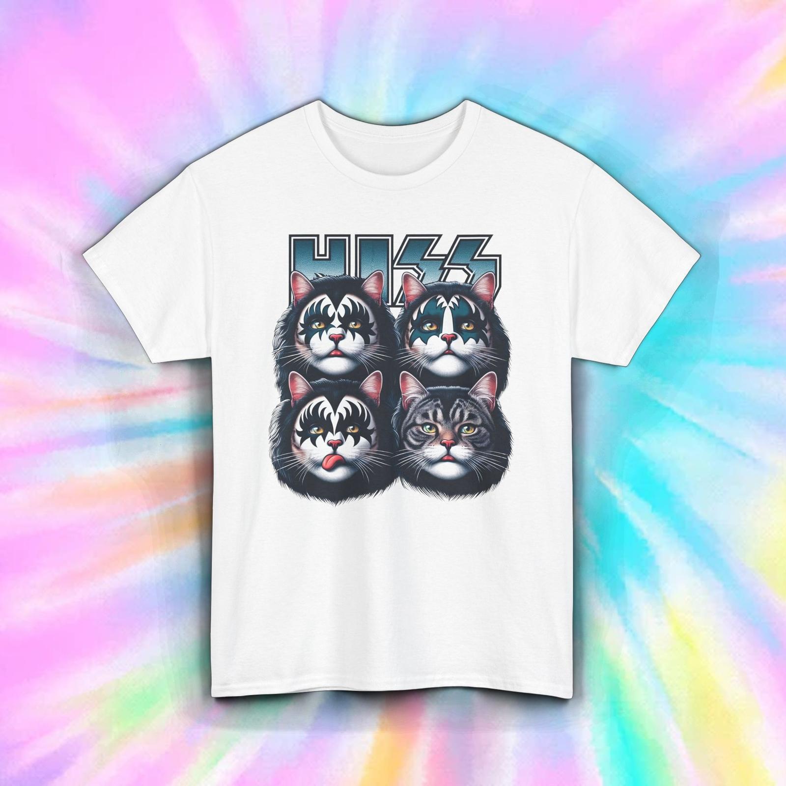 Hiss Shirt Funny Cat Band Parody Rock Music Lover Graphic Tee S-5XL S