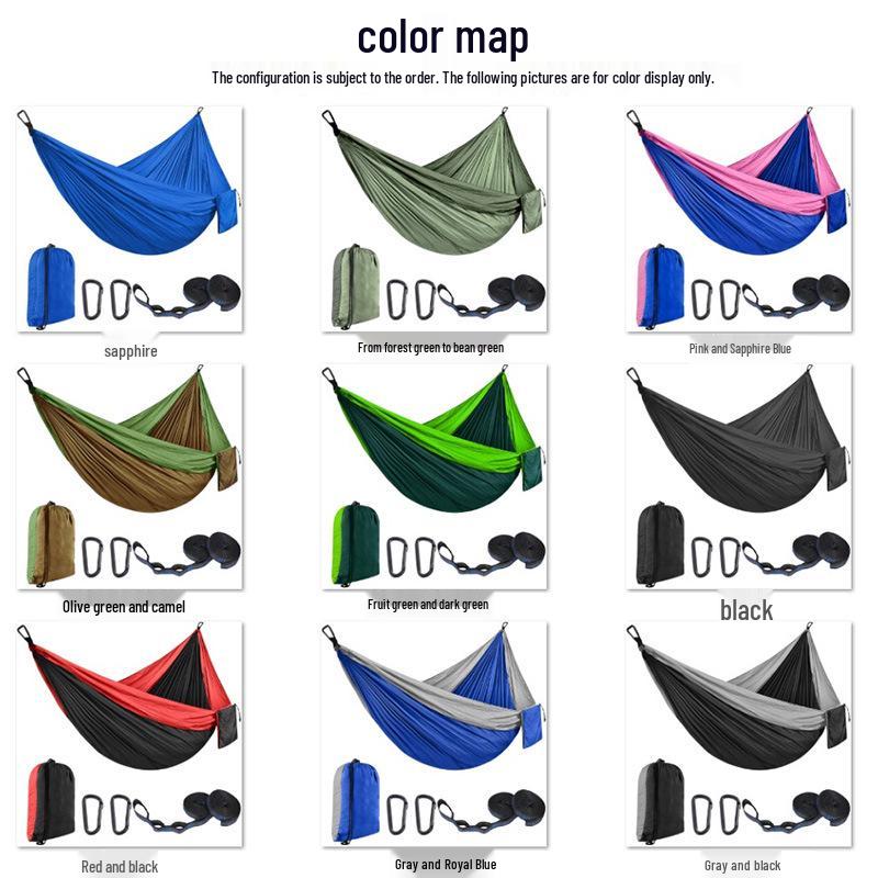 Portable Nylon Parachute Camping Hammock Swing Chair (Single/Double)