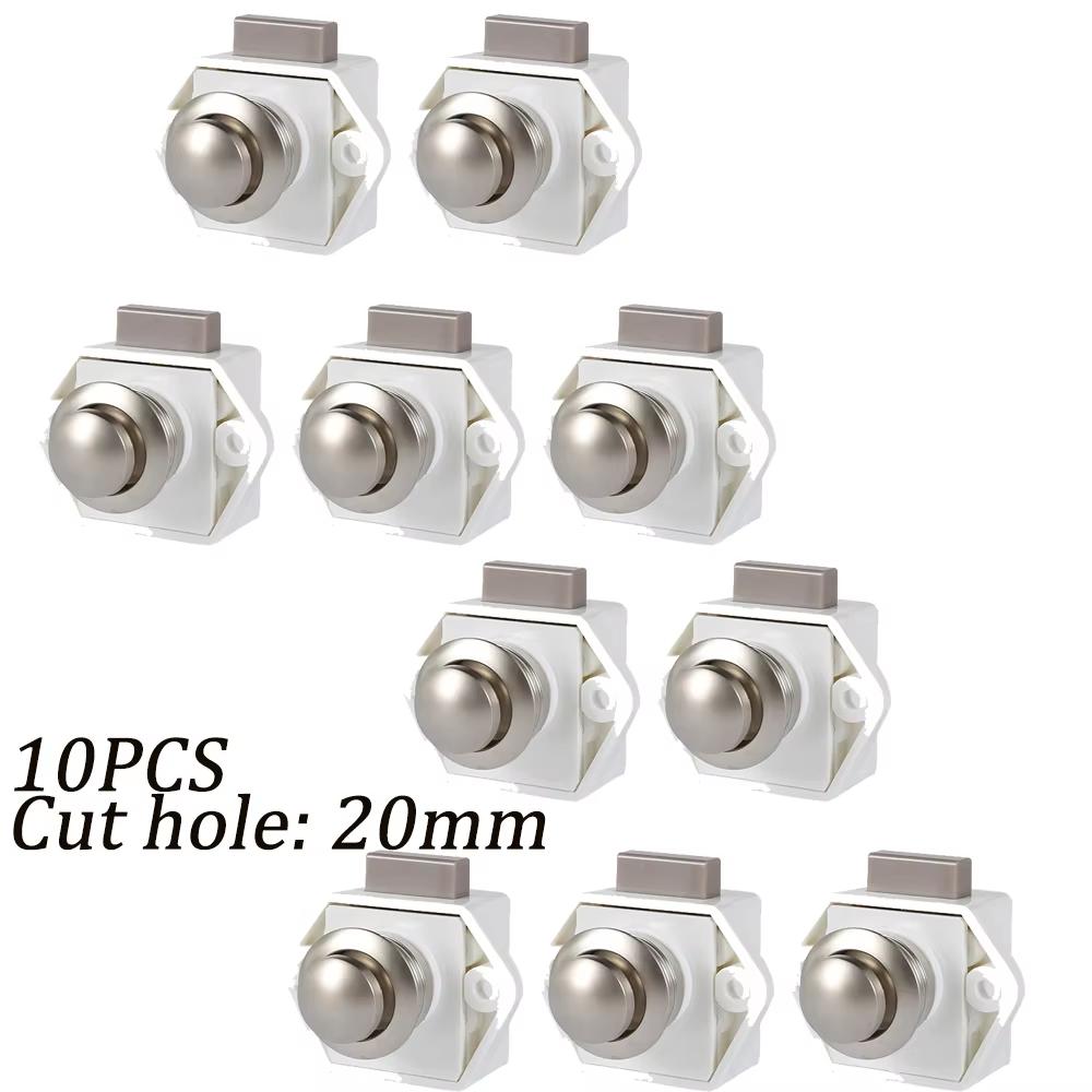 5/10pcs 26mm Push Locks Camper Car Push Button Latch Locks Cabinet Lock RV Caravan Drawer Lock Furniture Hardware Door Locks