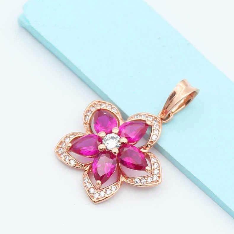 Purple Gold Color Gold Inlaid Redstone Flower Earrings Fashion Temperament Rose Gold Plated Earrings