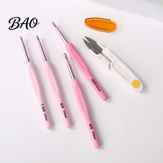 Crochet Hook Set Pink Ergonomic Hooks Set, Needles Kit with Soft Grip Handles, Crocheting Tools for Projects Includes Scissors & Storage Case,