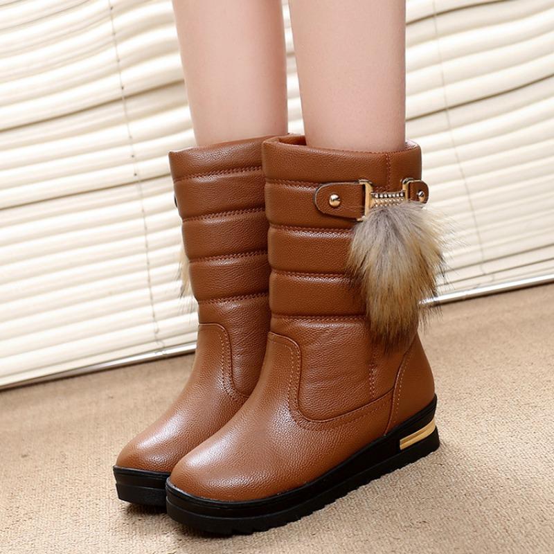 Buty dla Kobiety Futrzane Platforma Damskie Śniegowce Eleganckie na Średnim Obcasie Grube Białe do Połowy Łydki Cyrkonie Pół-Wysokie Pluszowe Y2k