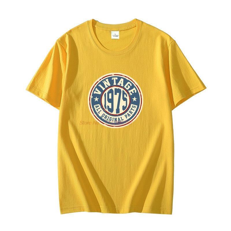 Unisexs Vintage Short Sleeve Tshirt Cotton Graphic Oneck Fun 48 And 48 1975 Birthday Gift Summer Tshirt