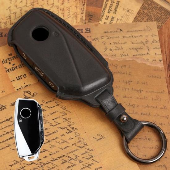 Genuine Leather Key Chain Fob Cover Case For Bmw Ix 2 3 4 5 Series X3 X5 2024