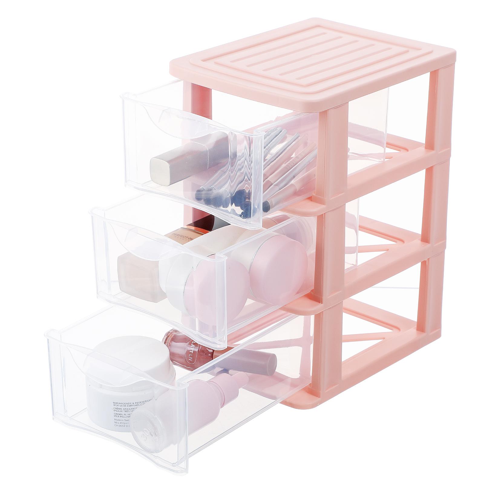 1pc Drawer Style Storage Box Transparent Pp Plastic Dustproof Organizer Multilayer Desktop Container For Makeup 23X17.5X13.5CM