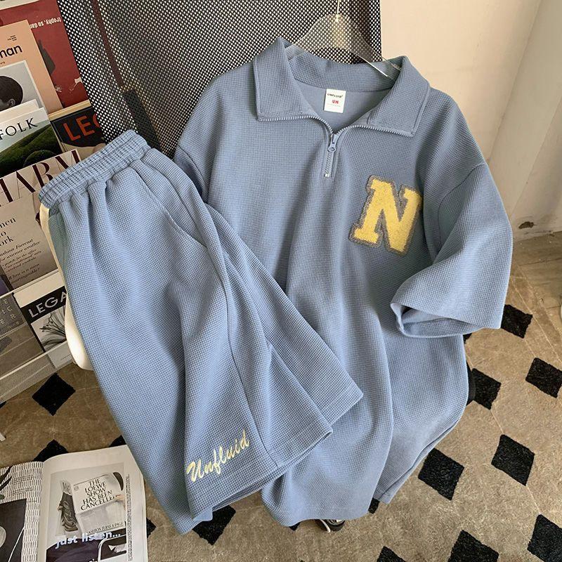 Summer Loose-Fit Women's Sports Suit Casual Comfortable 2-Piece Set Short Sleeves Korean Style Trendy Shorts