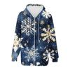 Women's Christmas Printed Sweatshirt  Winter Long Sleeve Cardigan Jacket With Pockets Zipper Hoodie Outerwear