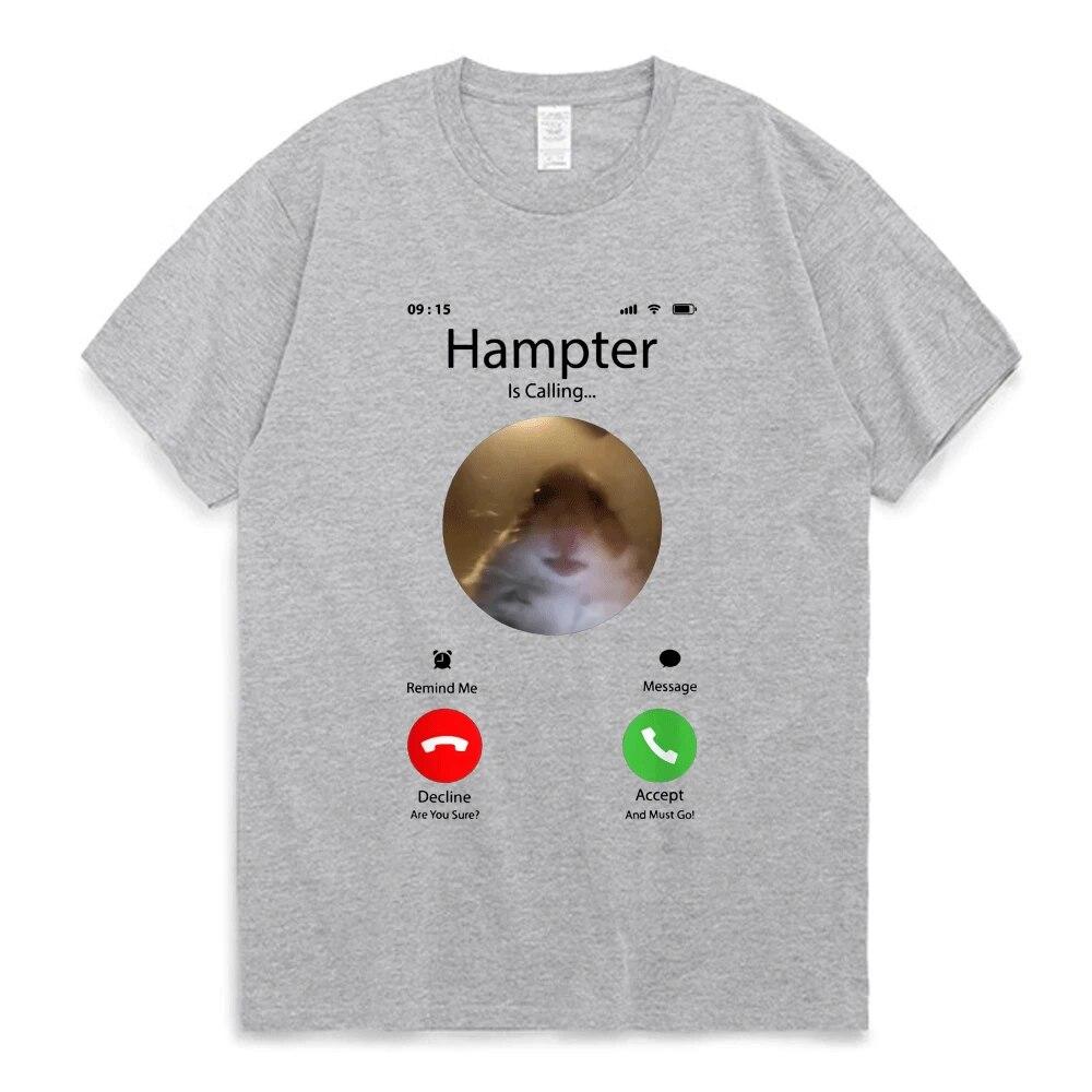 Dank Meme Hamster Staring Front Camera Hampter Calling T Shirt for Unisex Women Cute Oversized Graphics T-shirt 100% Cotton Tees
