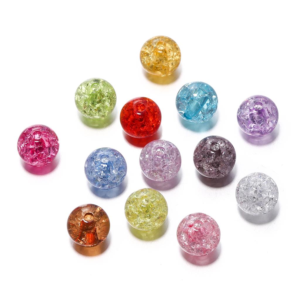 20-30pcs 8/10/12mm Cracked Crystal Acrylic Beads Colorful Loose Spacer Bead for Jewelry Making Charm Beads DIY Bracelet Necklace