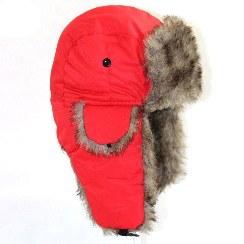 Female Cute Windproof Winter Faux Fur Outdoors Plush Hat Earflap Hat  Cap Ski Hat