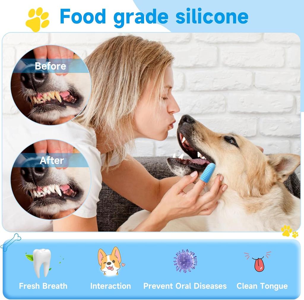 Dog Toothbrush 4-Pack Dog Tooth Brushing Kit,pet Toothbrush  Dog Finger Toothbrush for Dogs,Dog Teeth Cleaning Combine with Dog Toothpaste