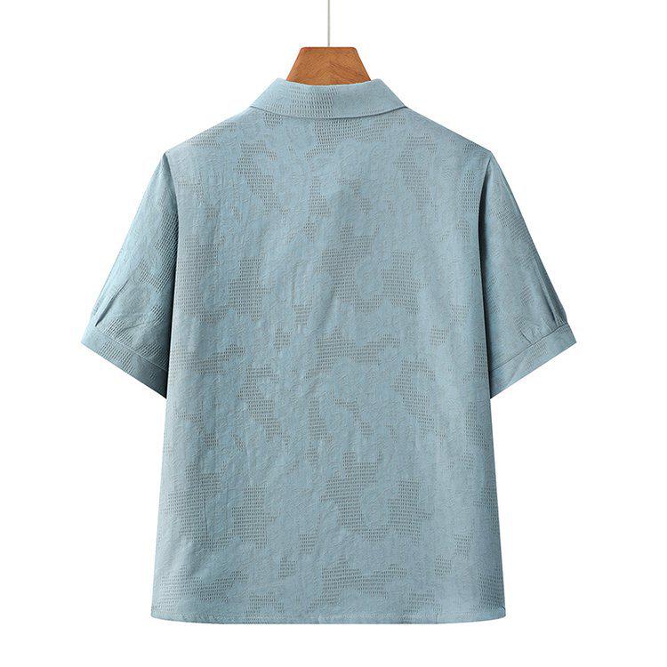 Grandma's Casual Summer Two-Piece: Short-Sleeved Shirt & Set for Women 60 and Up