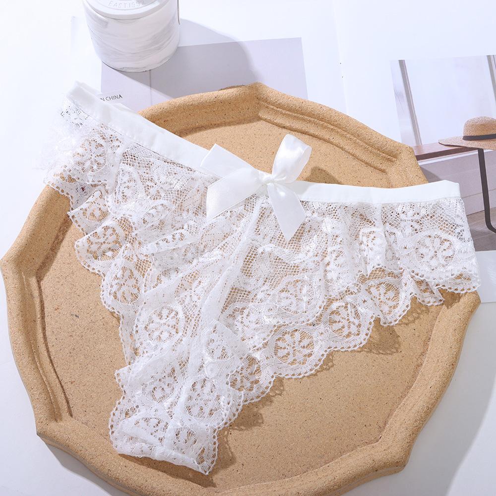 Lingerie Sexy Underpants Lace Flowers Hollow Bow Panties Women's Underwear G String Thong