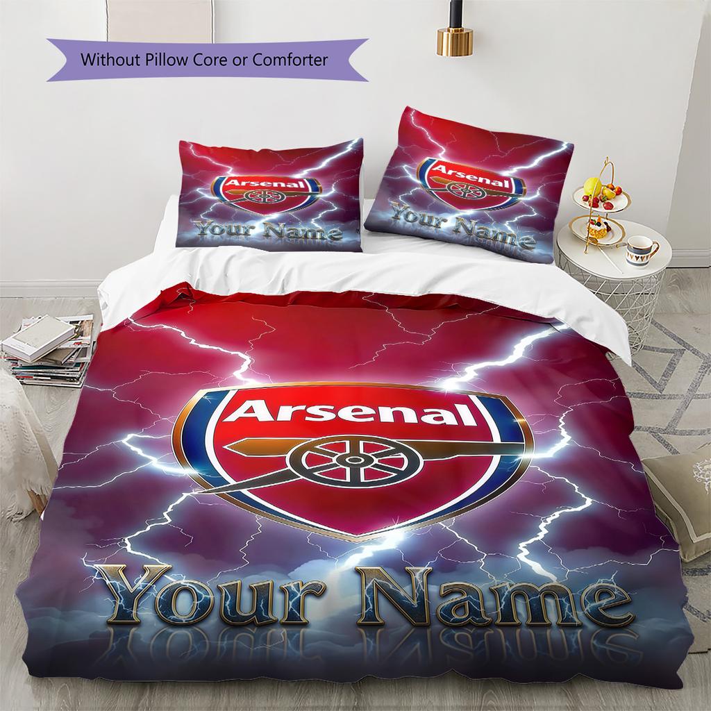 Arsenal F Custom Name Pattern Bedding Quilt Set Quilt Cover Pillowcase Home Birthday Gift(1 * Duvet Cover + 2 * Pillowcase, Without Core)