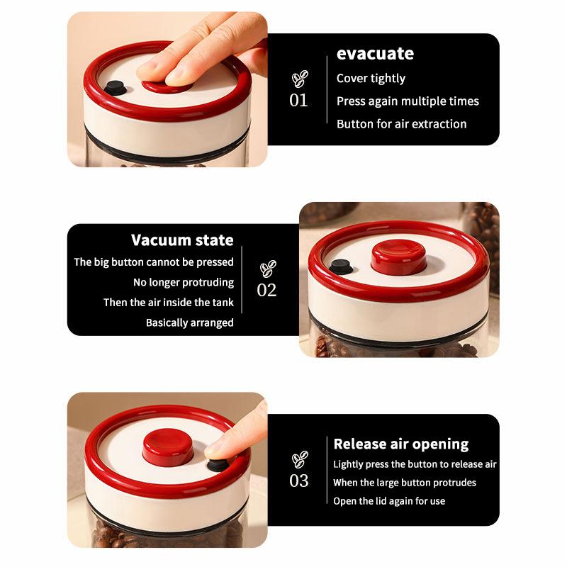 Coffee Beans Vacuum Sealed Tank Transparent Glass Food Storage Jars Household Moisture-Proof Air Extraction Airtight Container