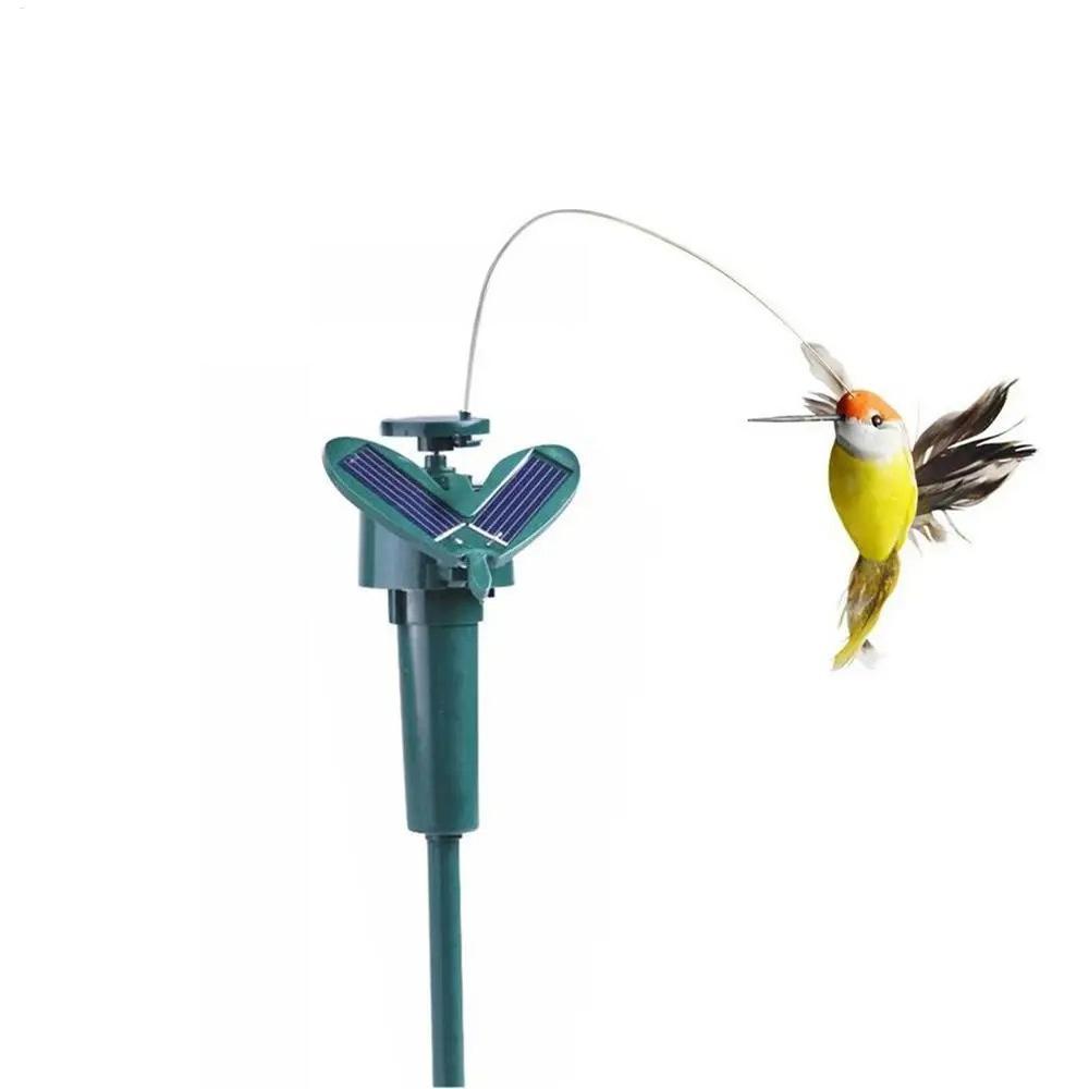 

Funny Solar Rotating Bird Toy Flying Hummingbird Power Vibration Birds Stake Flying Fluttering Toy For Garden Decoration