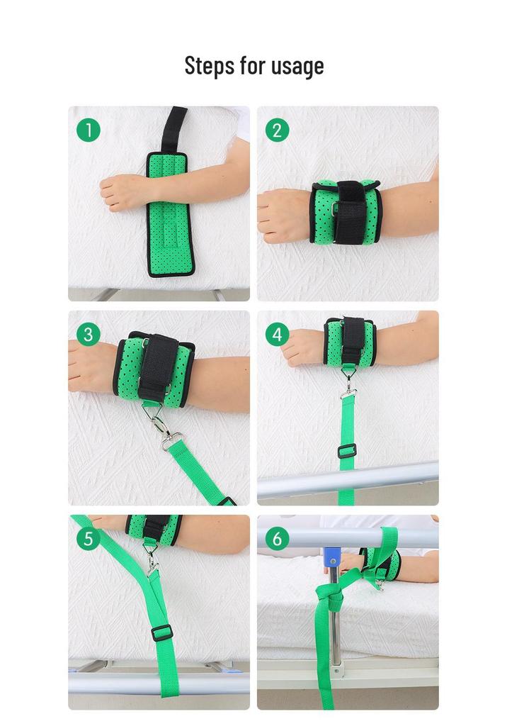 Wrist & Ankle Restraints for Bedridden Patients - Breathable, Anti-Agitation Bed Straps for Elderly