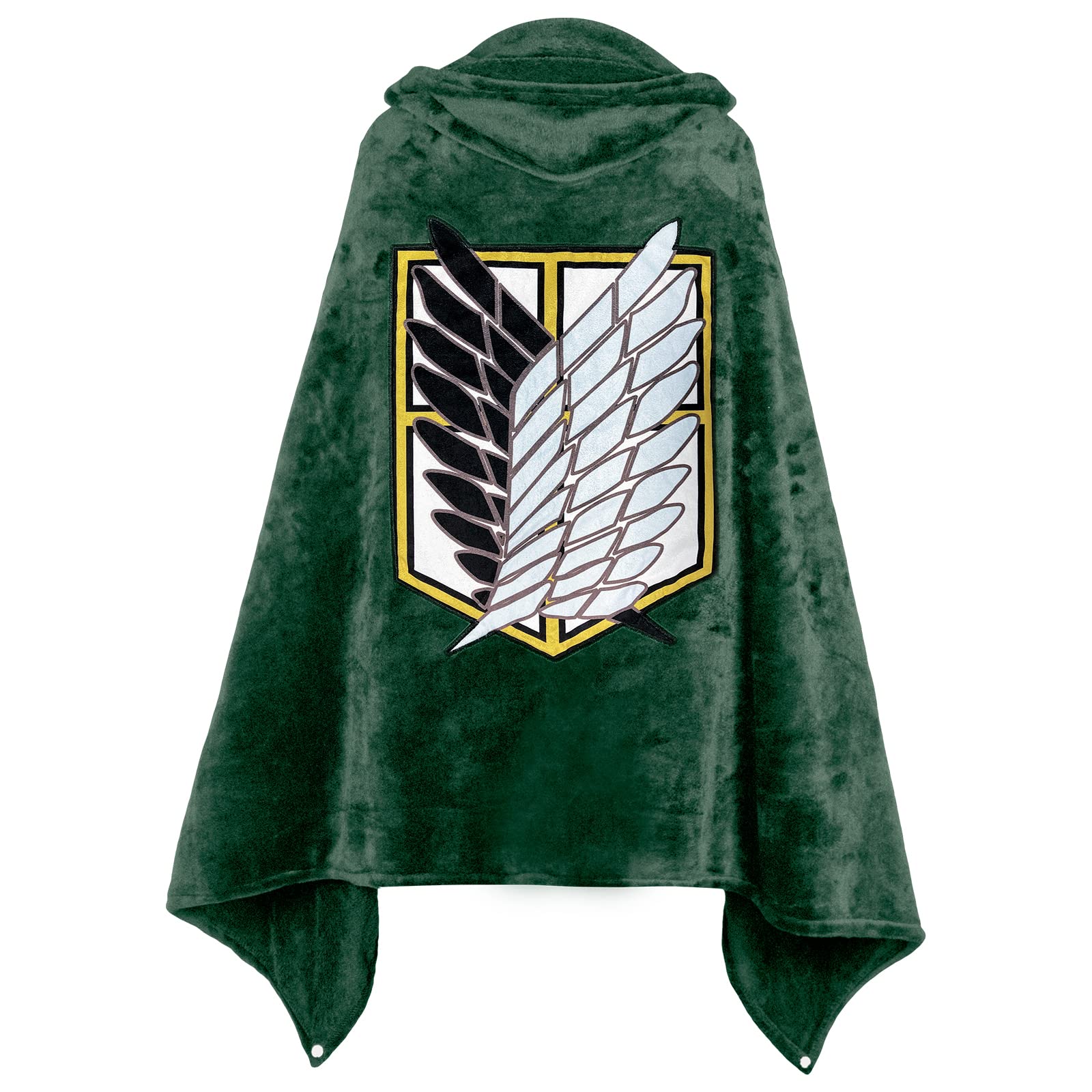 

DIROLVON Attack on Titan Wearable Blanket Hoodie with Hood – Embroidered Cozy Anime Roomwear, Warm Fluffy Cape, Cute Loungewear (M)