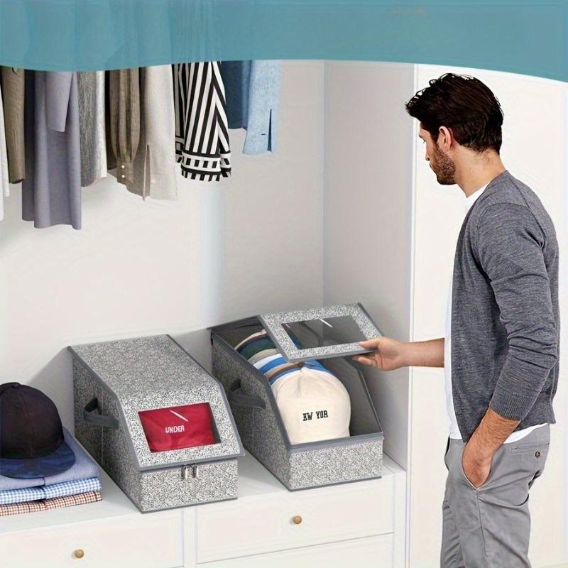 Hat storage box zipper box hat dust-proof storage box large capacity stackable baseball cap storage box