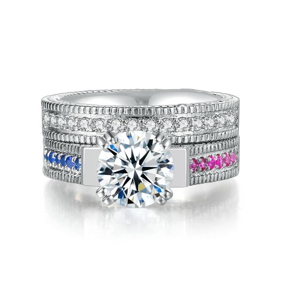 Wedding Rings For Women Classic AAA+ Cubic Zirconia Silver Couples Lovers Finger Ring Jewelry DWR606