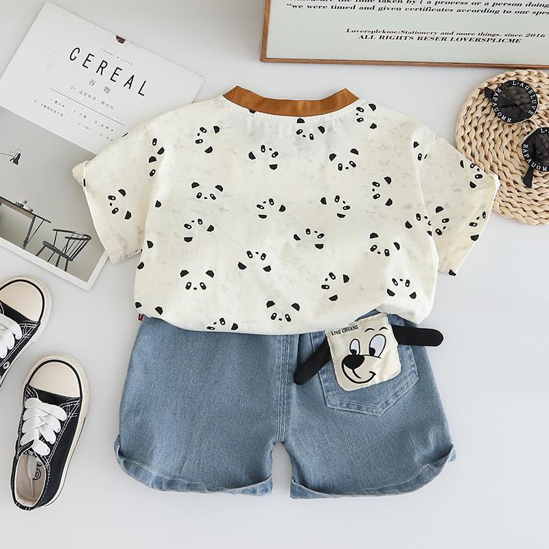 Boys' Summer Outfit Set Children's Set Summer Cartoon Print Three-dimensional Boys' Baby Short Sleeved Two-piece Set