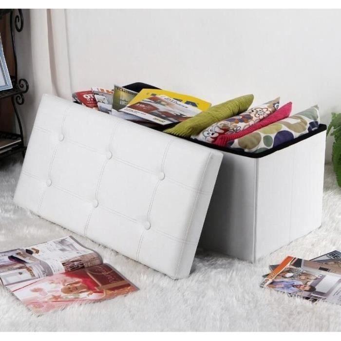 Teeno® Beanbag Sofa with Storage Box - White - 76 X 38 X 38 Cm - Faux Leather - Max 300 Kg