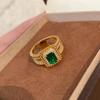 New Chinese-Style High-End Emerald Square Inlaid With Diamond Beads, High-End Light Luxury And Versatile, Fashionable Personality Exquisite Finger
